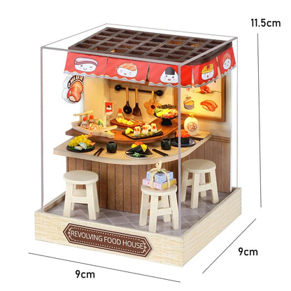 Kitten Mini Wooden Doll House Model Building Kits Toy Home Kit Creative Room Bedroom Decoration with Furniture For Birthday Gift