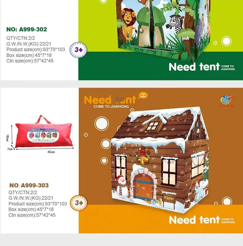 Kids Play House Game Tent Toys Dinosaur Pink Ice Cream Boy Girl Princess Castle Portable Indoor Outdoor Children Play Tent House
