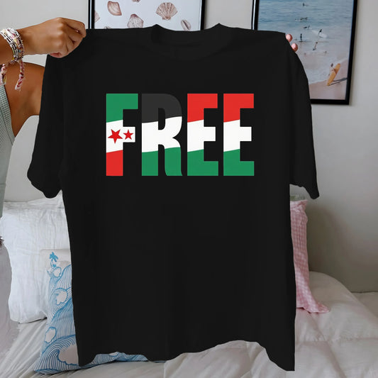 Middle eastern FREE with flag design Women's pure cotton comfortable T-shirt