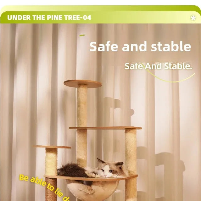 Cat climbing frame  nest  tree integrated  box  scratching column multi- jumping platform large space capsule