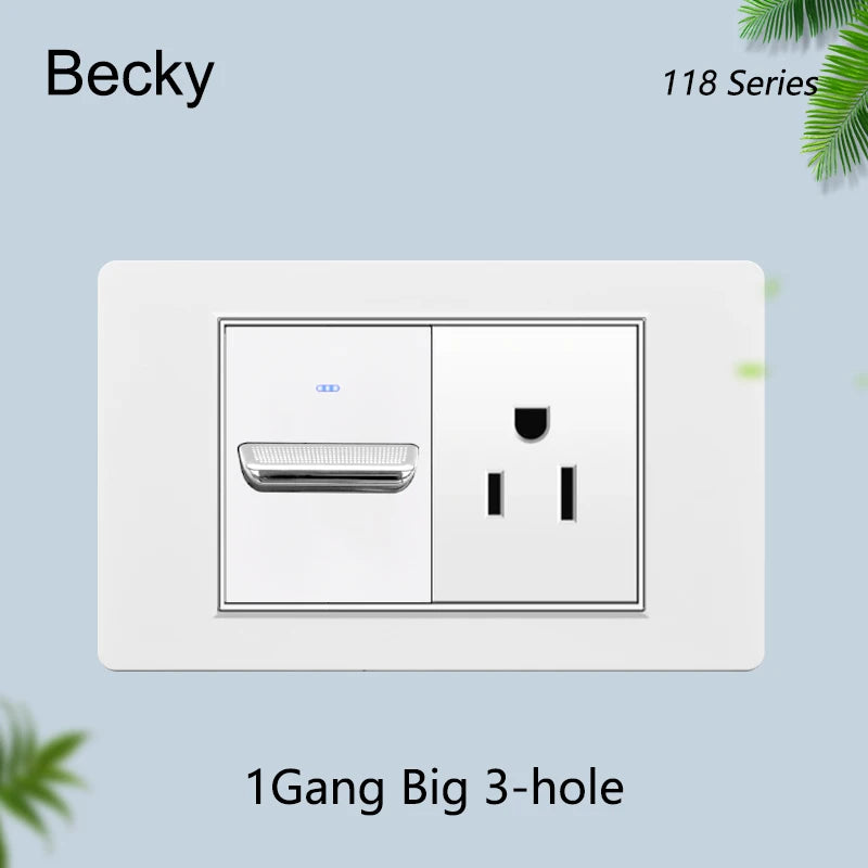 118 type black and white gray PC glass panel, USA, Mexico, Canada Led keyboard wall lamp switch 1/2/3/4Gang, home, hotel, office