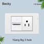 118 type black and white gray PC glass panel, USA, Mexico, Canada Led keyboard wall lamp switch 1/2/3/4Gang, home, hotel, office