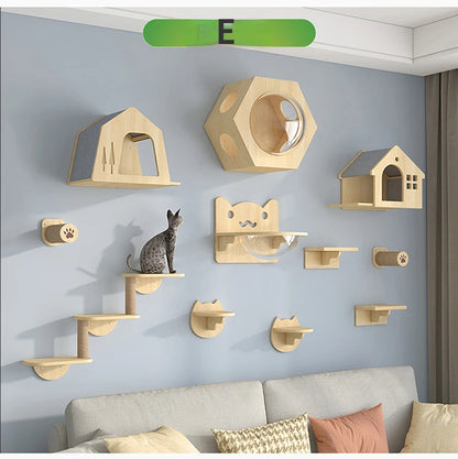 Wooden Wall Climbing Set for Cat, Tree Tower, Pet Accessories, Training Supplies, DIY, Match Your Own, Villa, Products