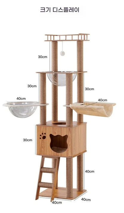 Solid Wood Cat Climbing Frame Household Cats Scratching Post  Nest Four Seasons Big Cats Jumping Platform Large Cat Tree Cat Toy