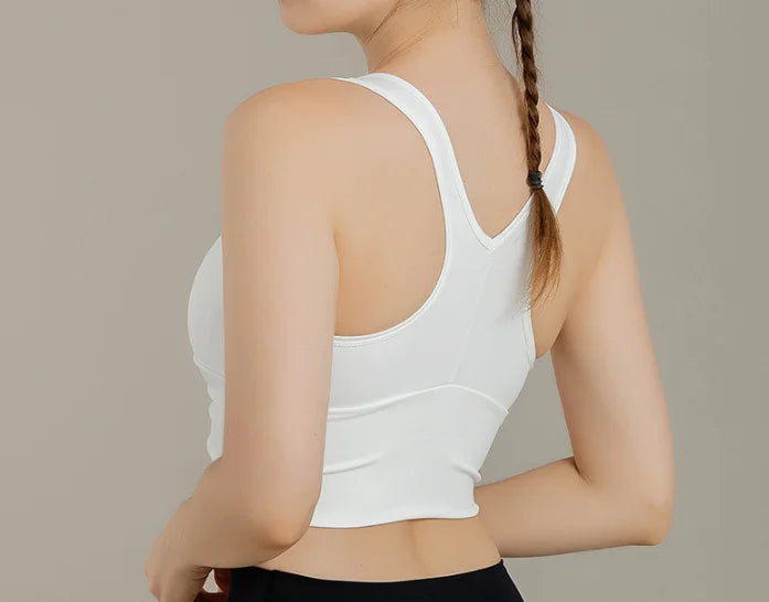 2022 New Sports Underwear Women's Shockproof Running Beauty Back Gathering Fitness Yoga Suit Vest Bra Vest Top White