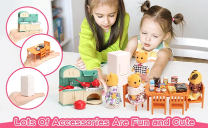Dollhouse Furniture Set for Kids Toys Miniature Doll House Accessories Pretend Play Toys for Boys Girls & Toddlers with Kitchen
