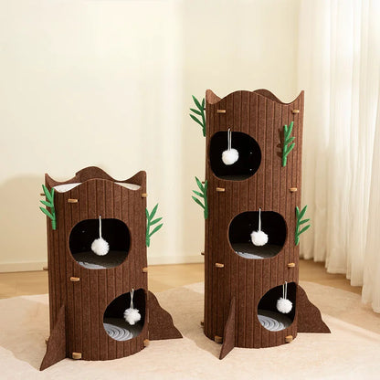 Multi-layer Tree Stump Cat Climbing Frame Small Sisal Bucket Felt Cat Nest Scratch-resistant Sisal Cat Tree Pet Toys