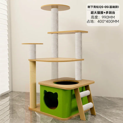 Cat climbing frame  nest  tree integrated  box  scratching column multi- jumping platform large space capsule