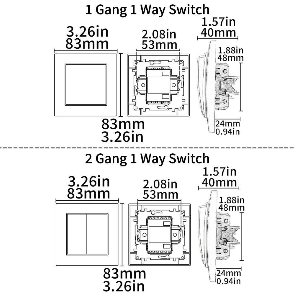Wood Spray Plastic Panel EU Standard Classic AC Wall Rocker Switch On/Off 2 Gang 1 Way Flame Retardant Button Light Switch Panel
