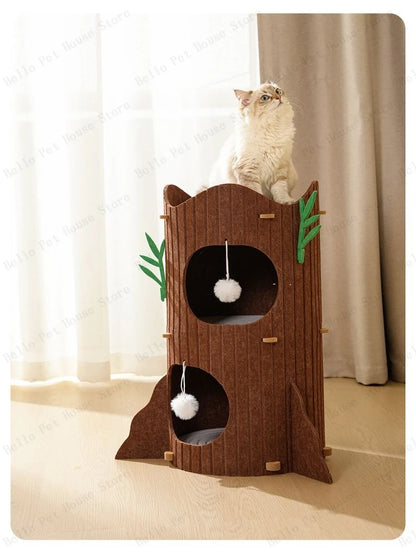 Multi-layer Tree Stump Cat Climbing Frame Small Sisal Bucket Felt Cat Nest Scratch-resistant Sisal Cat Tree Pet Toys