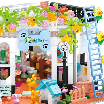Pet Dog Cat House Building Block Kids Toy Mini Bricks Diy Assembly Games Moc Plastic Model Home Decoration Party Favors Gift