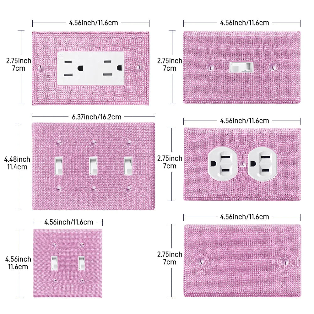 1 wall panel light switch cover, various styles, pink/white/black/gold  diamond, socket cover, sturdy and durable