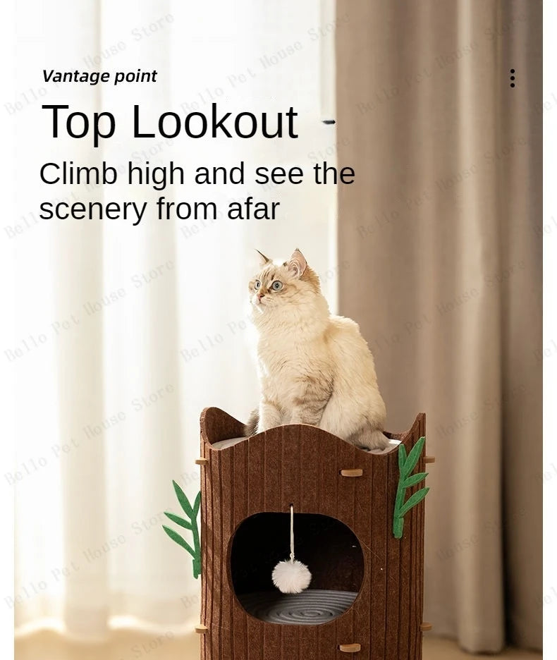 Multi-layer Tree Stump Cat Climbing Frame Small Sisal Bucket Felt Cat Nest Scratch-resistant Sisal Cat Tree Pet Toys