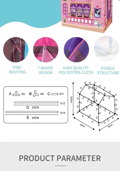 Kids Play House Game Tent Toys Dinosaur Pink Ice Cream Boy Girl Princess Castle Portable Indoor Outdoor Children Play Tent House