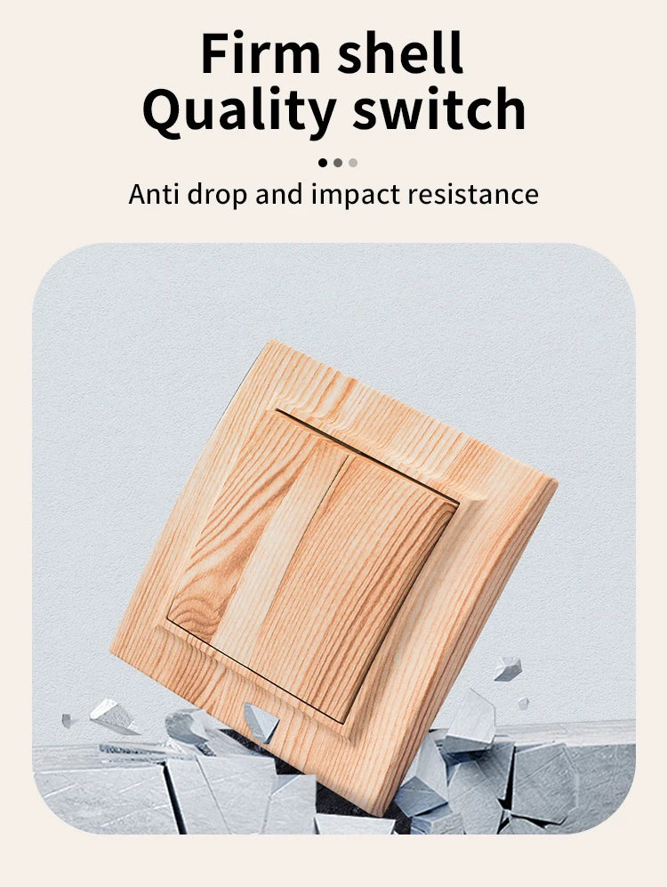 Wood Spray Plastic Panel EU Standard Classic AC Wall Rocker Switch On/Off 2 Gang 1 Way Flame Retardant Button Light Switch Panel