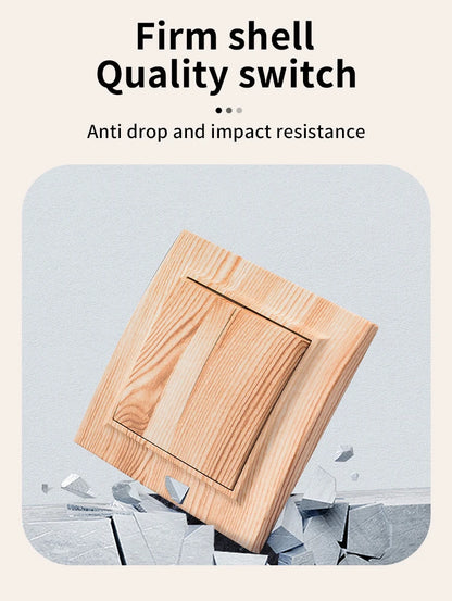 Wood Spray Plastic Panel EU Standard Classic AC Wall Rocker Switch On/Off 2 Gang 1 Way Flame Retardant Button Light Switch Panel