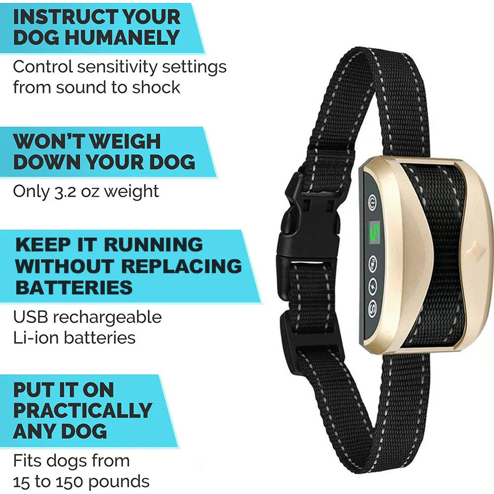 Dog Collar Anti Bark Control proof Rechargeable Anti Barking For Dogs Training Collars