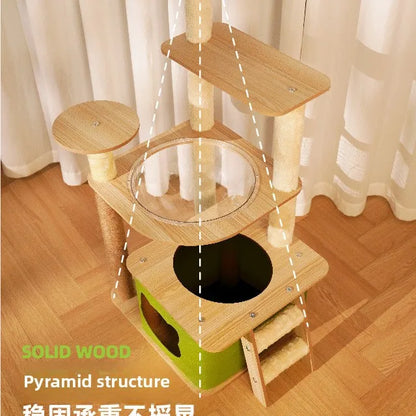 Cat climbing frame  nest  tree integrated  box  scratching column multi- jumping platform large space capsule