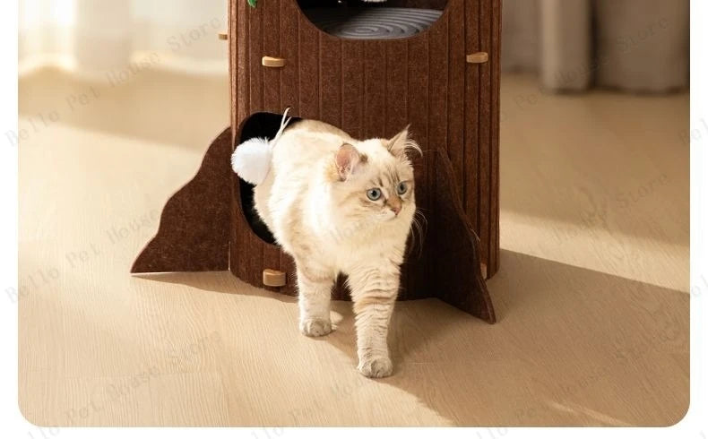 Multi-layer Tree Stump Cat Climbing Frame Small Sisal Bucket Felt Cat Nest Scratch-resistant Sisal Cat Tree Pet Toys