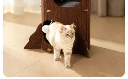 Multi-layer Tree Stump Cat Climbing Frame Small Sisal Bucket Felt Cat Nest Scratch-resistant Sisal Cat Tree Pet Toys