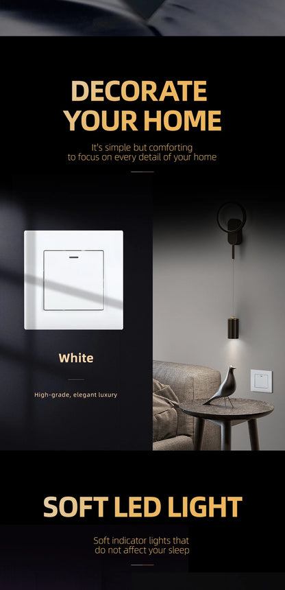 European standard 86*86mm rocker switch PC panel LED light switch One switch single control double control wall switch CE Rohs