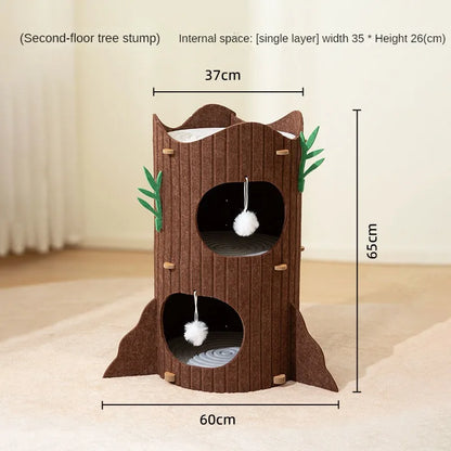 Multi-layer Tree Stump Cat Climbing Frame Small Sisal Bucket Felt Cat Nest Scratch-resistant Sisal Cat Tree Pet Toys