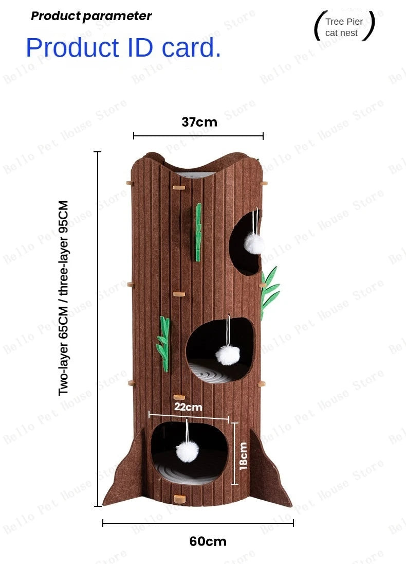 Multi-layer Tree Stump Cat Climbing Frame Small Sisal Bucket Felt Cat Nest Scratch-resistant Sisal Cat Tree Pet Toys