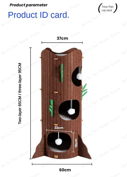 Multi-layer Tree Stump Cat Climbing Frame Small Sisal Bucket Felt Cat Nest Scratch-resistant Sisal Cat Tree Pet Toys