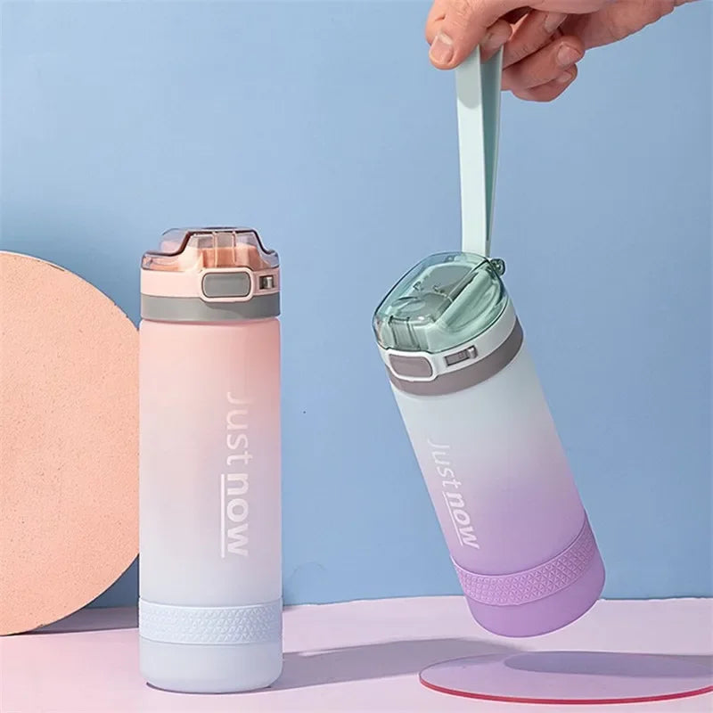 600ml Water Bottles Fashion Water Bottle with Straw BPA Free Portable Outdoor Sport Cute Drinking Plastic Bottles Eco-Friendly