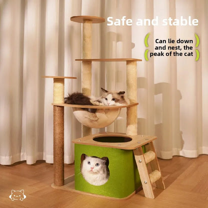 Cat climbing frame  nest  tree integrated  box  scratching column multi- jumping platform large space capsule