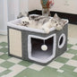 Luxury Cat Tree Bed with Scratching Post - Dual-Level 4-Season Pet Furniture, Organic Bamboo Base & Orthopedic Cushion