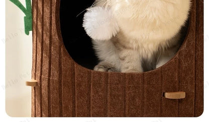 Multi-layer Tree Stump Cat Climbing Frame Small Sisal Bucket Felt Cat Nest Scratch-resistant Sisal Cat Tree Pet Toys