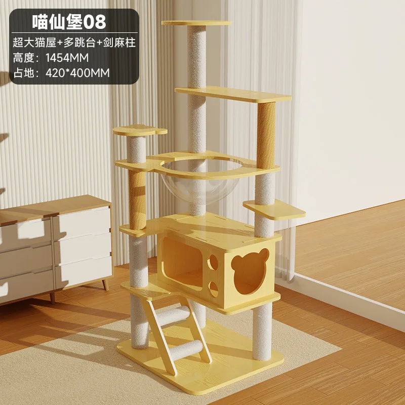 Cat climbing frame  nest  tree integrated  box  scratching column multi- jumping platform large space capsule