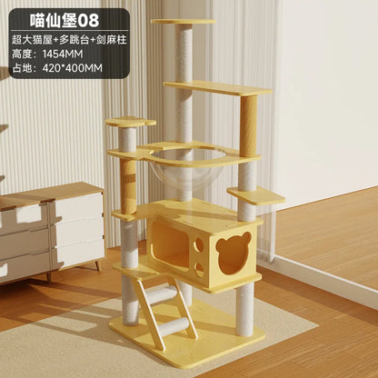 Cat climbing frame  nest  tree integrated  box  scratching column multi- jumping platform large space capsule