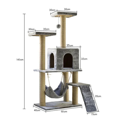 Multi-layer At Tree and Tower for Indoor Cats with Sisal-Covered Scratching Posts Spacious Hammock Padded Perches and Condos