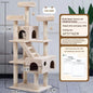 174cm Tower for Indoor Cats and Large Cat Tree With Sisal-Covered Scratching Posts Spacious Hammock Padded Perches and Condos