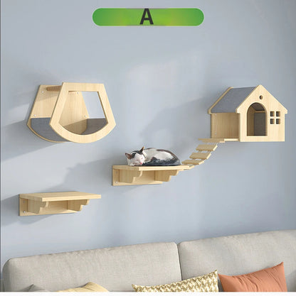 Wooden Wall Climbing Set for Cat, Tree Tower, Pet Accessories, Training Supplies, DIY, Match Your Own, Villa, Products