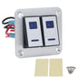 Rocker Switch Panel Blue LED Light 2 Gang On Off Switch Panel Pre Wired SPST Aluminum Alloy DC 12V-24V with DIY Sticker for rv
