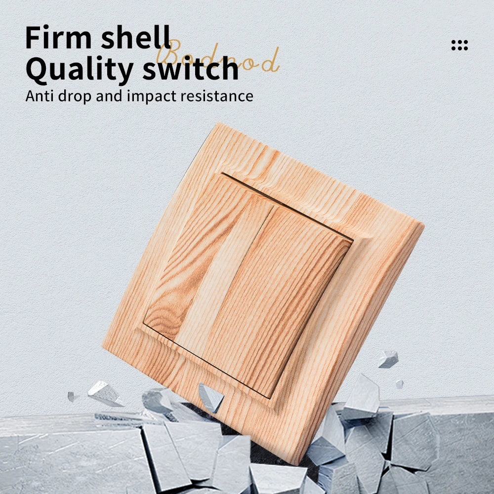 Wood Spray Plastic Panel EU Standard Classic AC Wall Rocker Switch On/Off 2 Gang 1 Way Flame Retardant Button Light Switch Panel