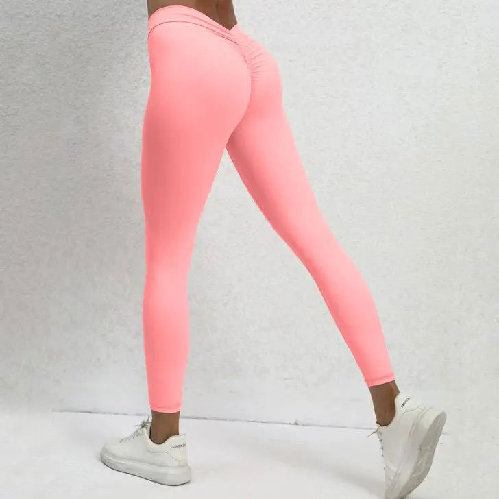 Yoga Pants Women V Back Leggings High Waist Gym Pants Female Push Up Sport Fitness Joggings Workout Scrunch Butt Sports Leggings