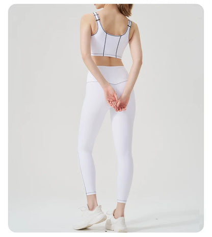 Yoga wear, a high-end sports solid-color high-elastic tight high-intensity sports set, women's fitness clothes suitable for gym