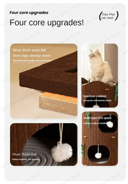 Multi-layer Tree Stump Cat Climbing Frame Small Sisal Bucket Felt Cat Nest Scratch-resistant Sisal Cat Tree Pet Toys