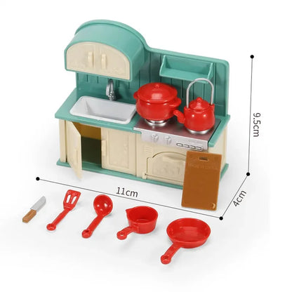 Dollhouse Furniture Set for Kids Toys Miniature Doll House Accessories Pretend Play Toys for Boys Girls & Toddlers with Kitchen