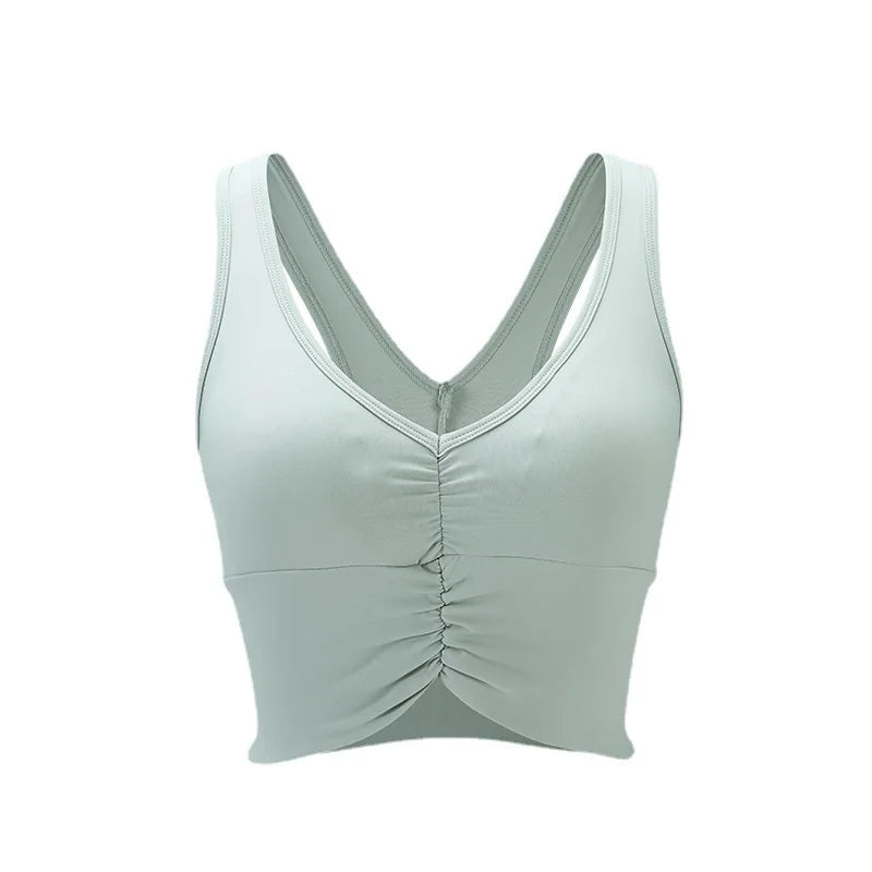 2022 New Sports Underwear Women's Shockproof Running Beauty Back Gathering Fitness Yoga Suit Vest Bra Vest Top White