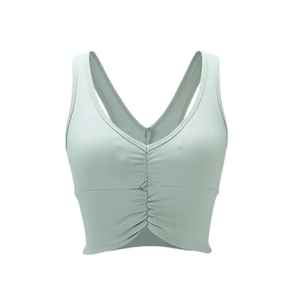 2022 New Sports Underwear Women's Shockproof Running Beauty Back Gathering Fitness Yoga Suit Vest Bra Vest Top White