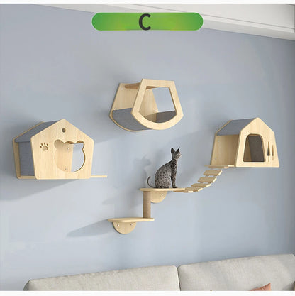 Wooden Wall Climbing Set for Cat, Tree Tower, Pet Accessories, Training Supplies, DIY, Match Your Own, Villa, Products