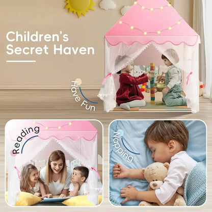 Kids Tent Pink Kid Play House Children Indoor Outdoor Toy House Portable Princess House Children Tent Christmas Girl Gifts