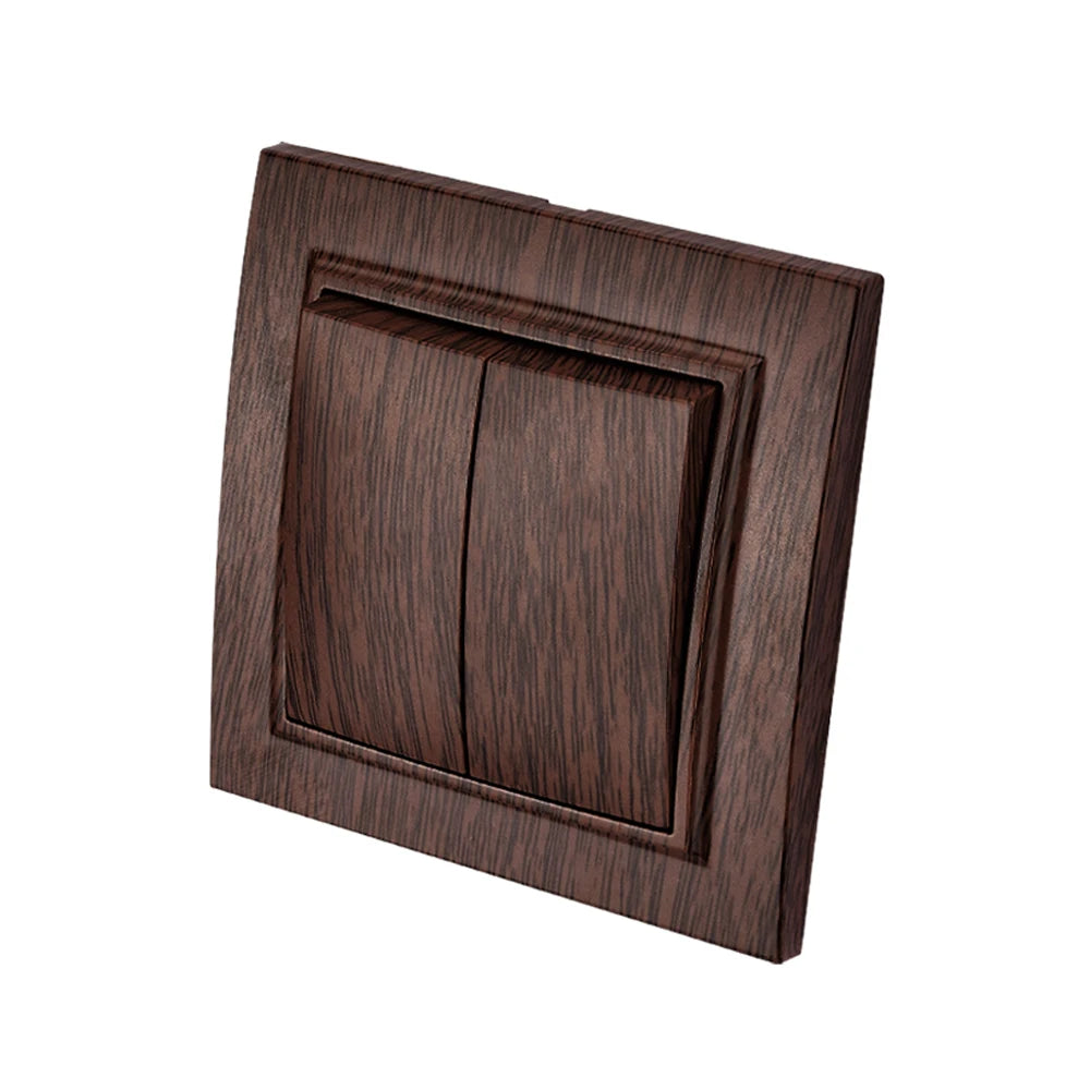 Wood Spray Plastic Panel EU Standard Classic AC Wall Rocker Switch On/Off 2 Gang 1 Way Flame Retardant Button Light Switch Panel