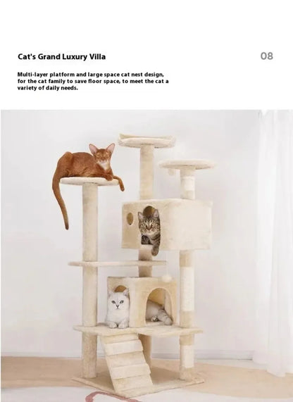 Multi-layer At Tree and Tower for Indoor Cats with Sisal-Covered Scratching Posts Spacious Hammock Padded Perches and Condos