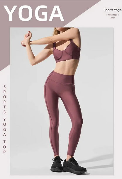 Yoga wear, a high-end sports solid-color high-elastic tight high-intensity sports set, women's fitness clothes suitable for gym